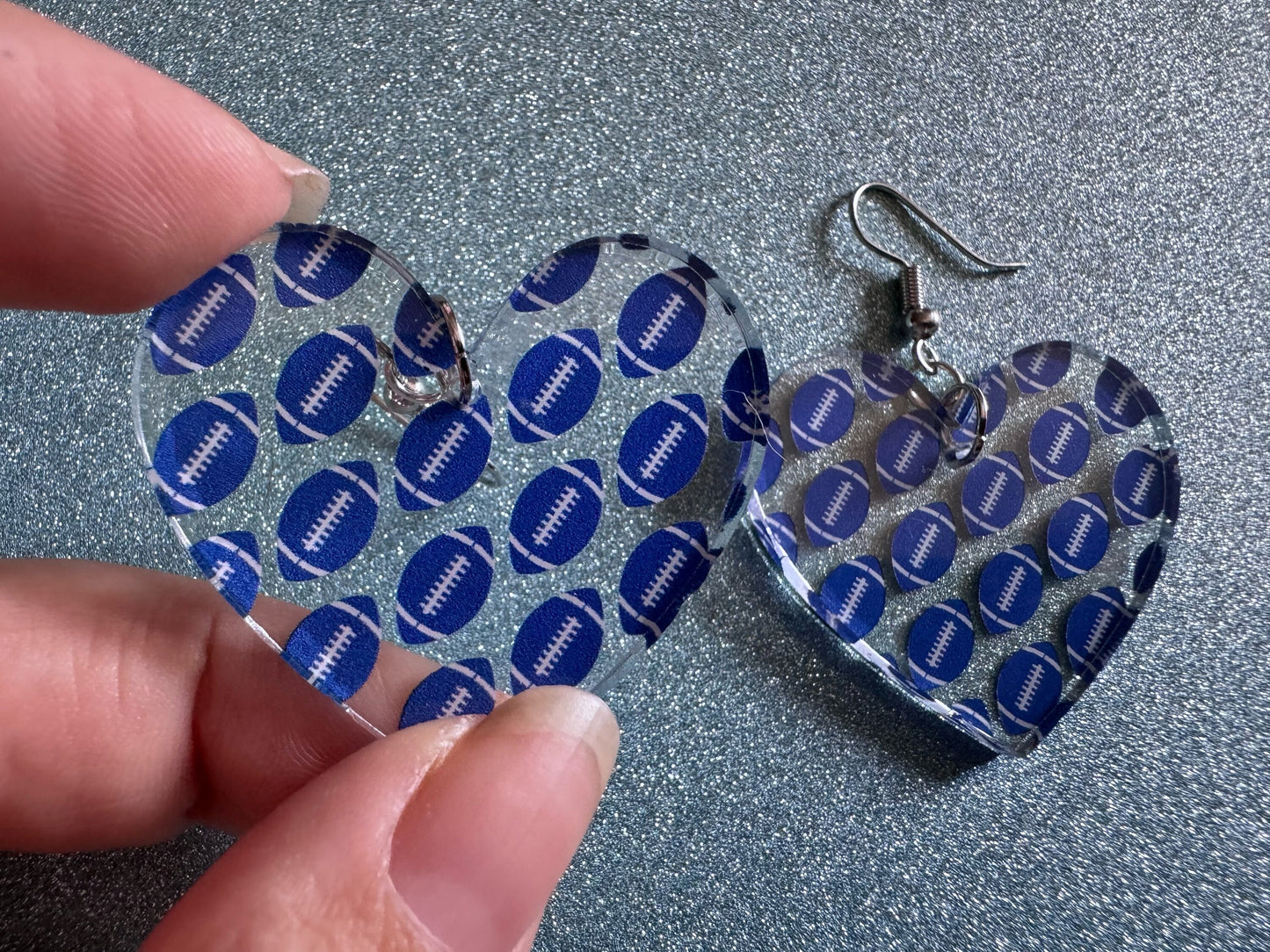Blue Football Earrings: Laser Cut Acrylic Football Balls, American Football, Sports, NFL, Tailgate, Team, Sport, Best Gifts for Her/Him/Them