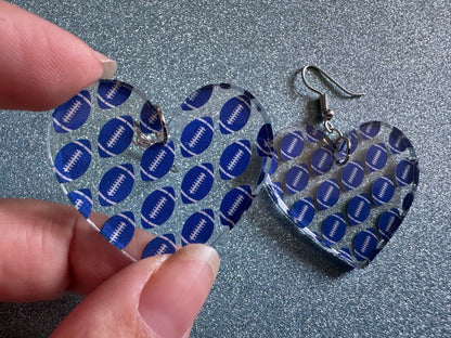 Blue Football Earrings: Laser Cut Acrylic Football Balls, American Football, Sports, NFL, Tailgate, Team, Sport, Best Gifts for Her/Him/Them