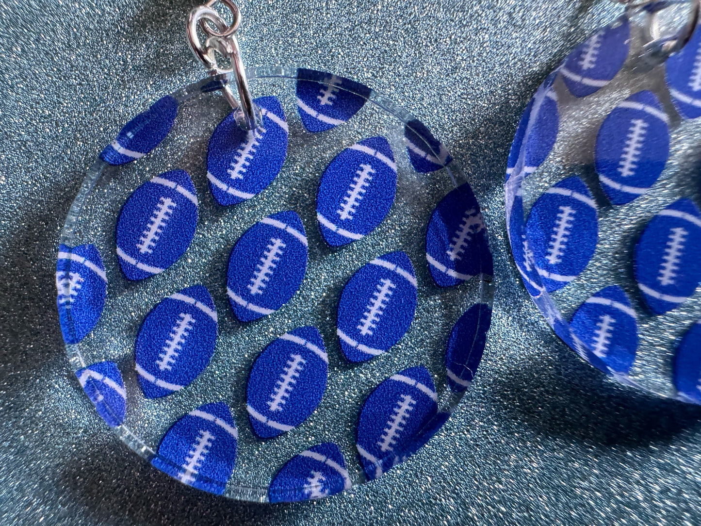 Blue Football Earrings: Laser Cut Acrylic Football Balls, American Football, Sports, NFL, Tailgate, Team, Sport, Best Gifts for Her/Him/Them