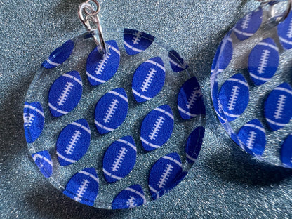 Blue Football Earrings: Laser Cut Acrylic Football Balls, American Football, Sports, NFL, Tailgate, Team, Sport, Best Gifts for Her/Him/Them