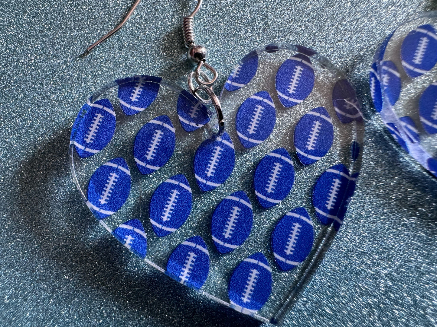 Blue Football Earrings: Laser Cut Acrylic Football Balls, American Football, Sports, NFL, Tailgate, Team, Sport, Best Gifts for Her/Him/Them