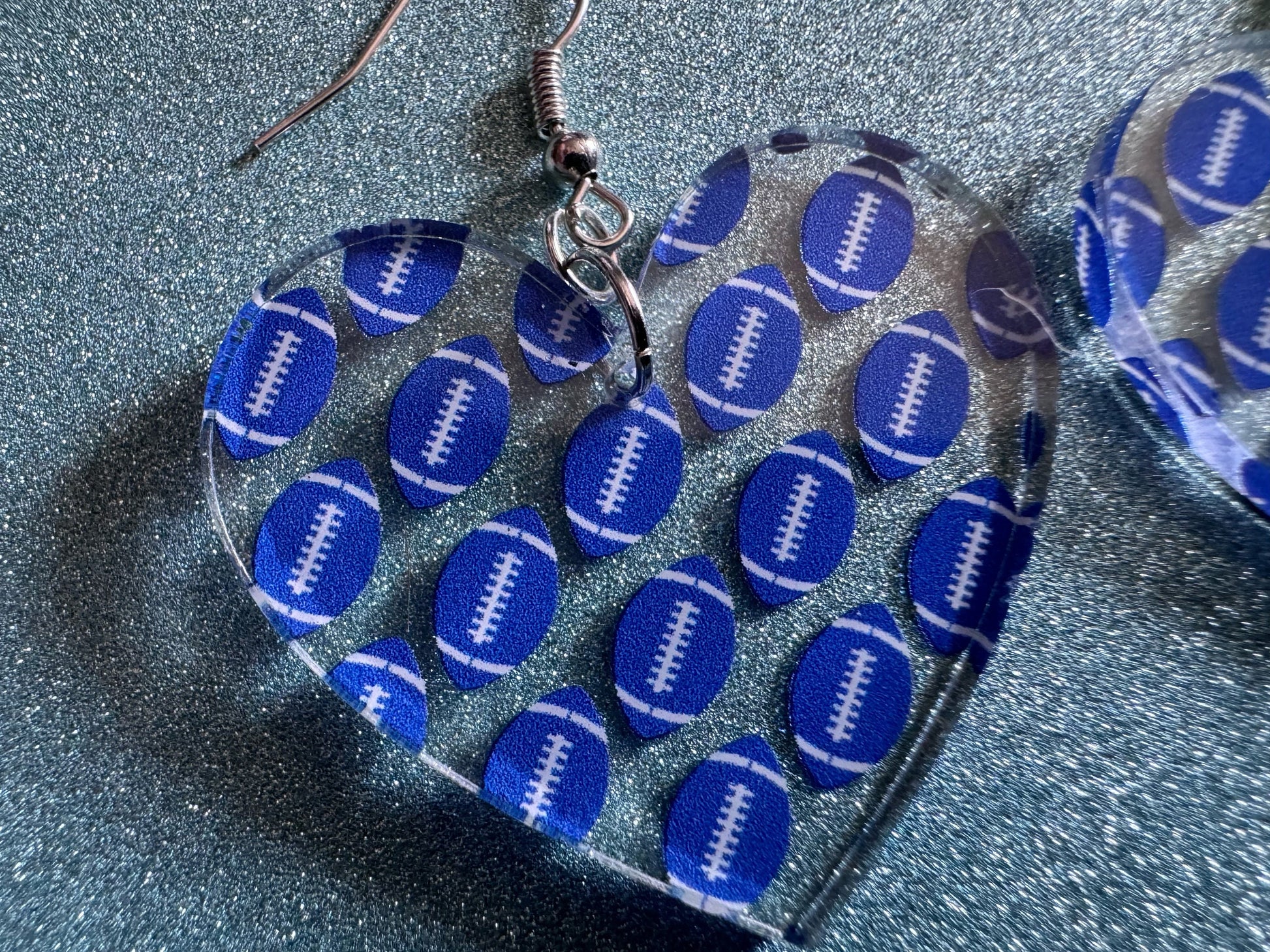 Blue Football Earrings: Laser Cut Acrylic Football Balls, American Football, Sports, NFL, Tailgate, Team, Sport, Best Gifts for Her/Him/Them