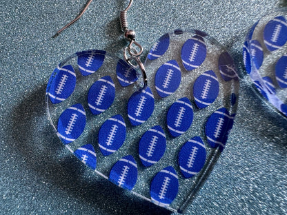 Blue Football Earrings: Laser Cut Acrylic Football Balls, American Football, Sports, NFL, Tailgate, Team, Sport, Best Gifts for Her/Him/Them