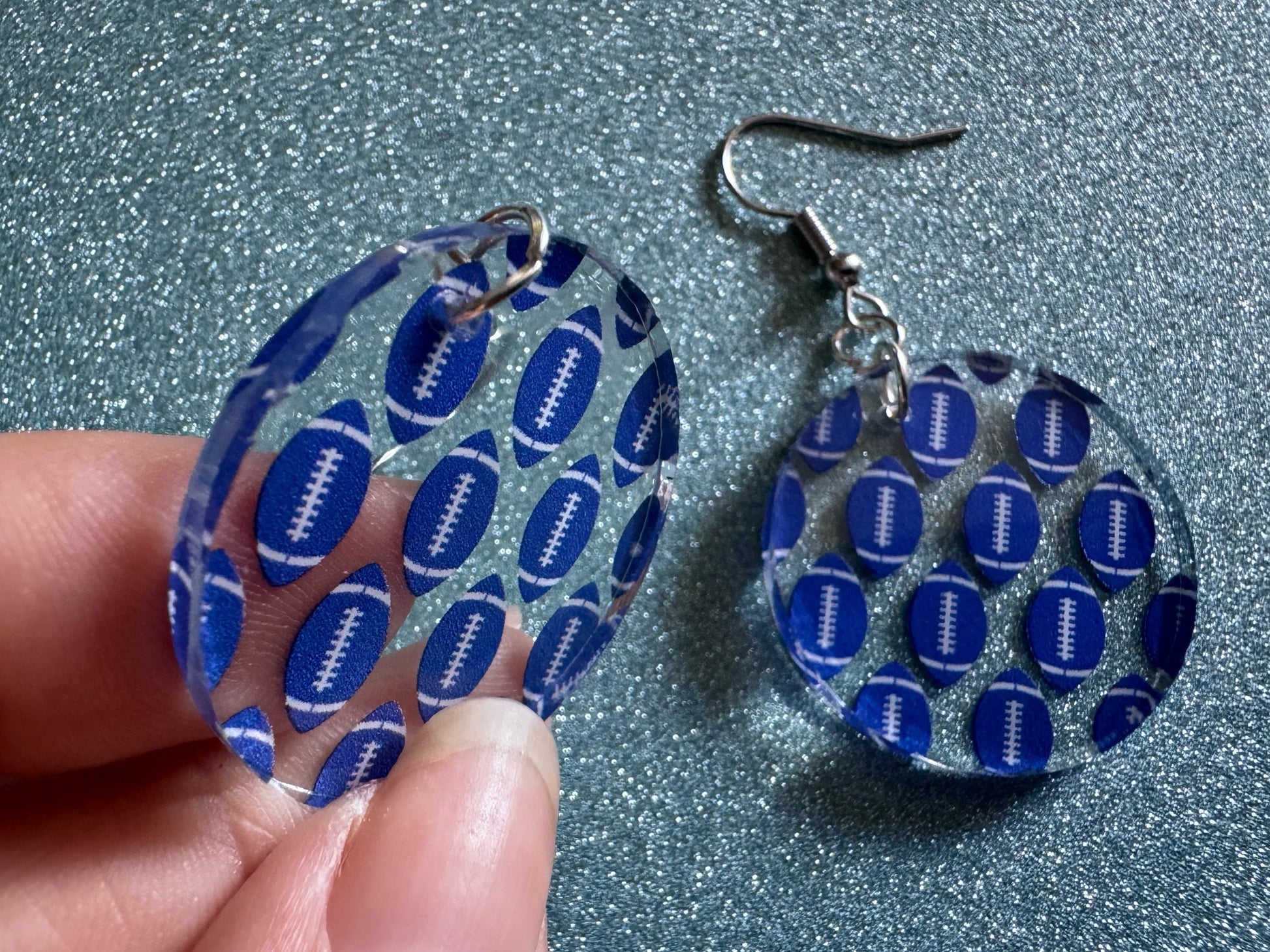 Blue Football Earrings: Laser Cut Acrylic Football Balls, American Football, Sports, NFL, Tailgate, Team, Sport, Best Gifts for Her/Him/Them