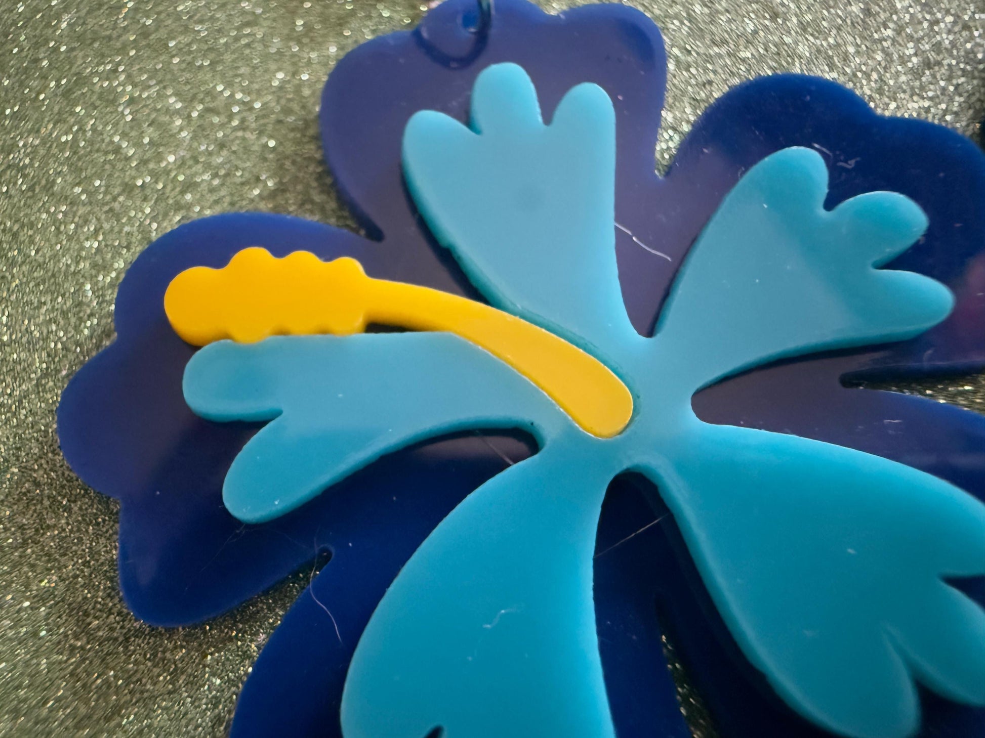 Blue Hibiscus Earrings: Laser Cut Acrylic Flowers, Floral, Flower, Hawaii, Maui Strong, Summer Vibes, Best Gifts for Her/Him/Them