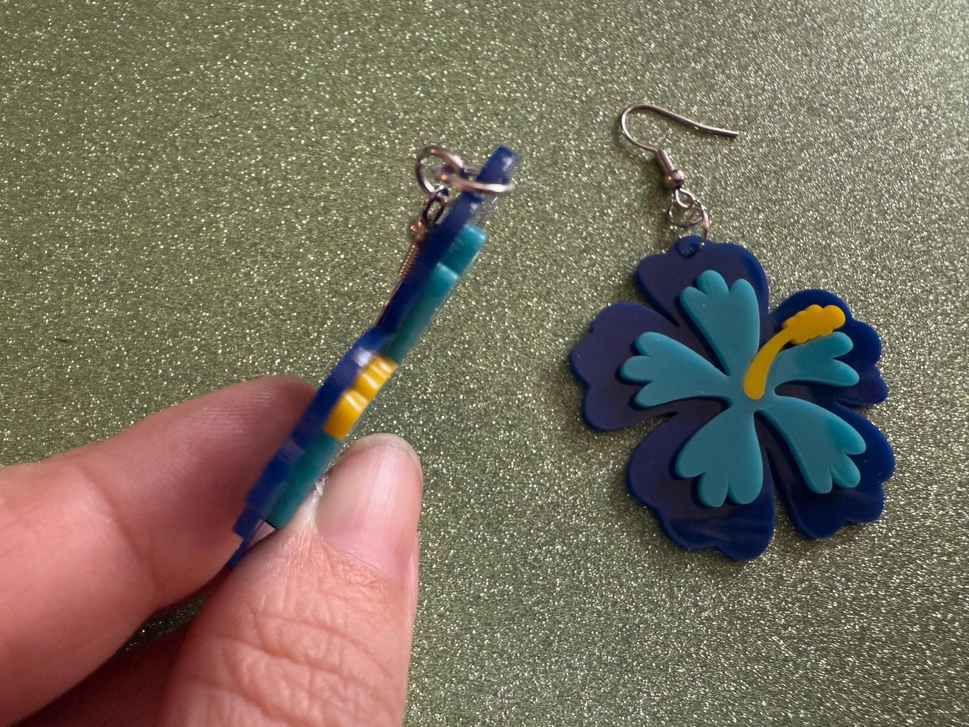Blue Hibiscus Earrings: Laser Cut Acrylic Flowers, Floral, Flower, Hawaii, Maui Strong, Summer Vibes, Best Gifts for Her/Him/Them