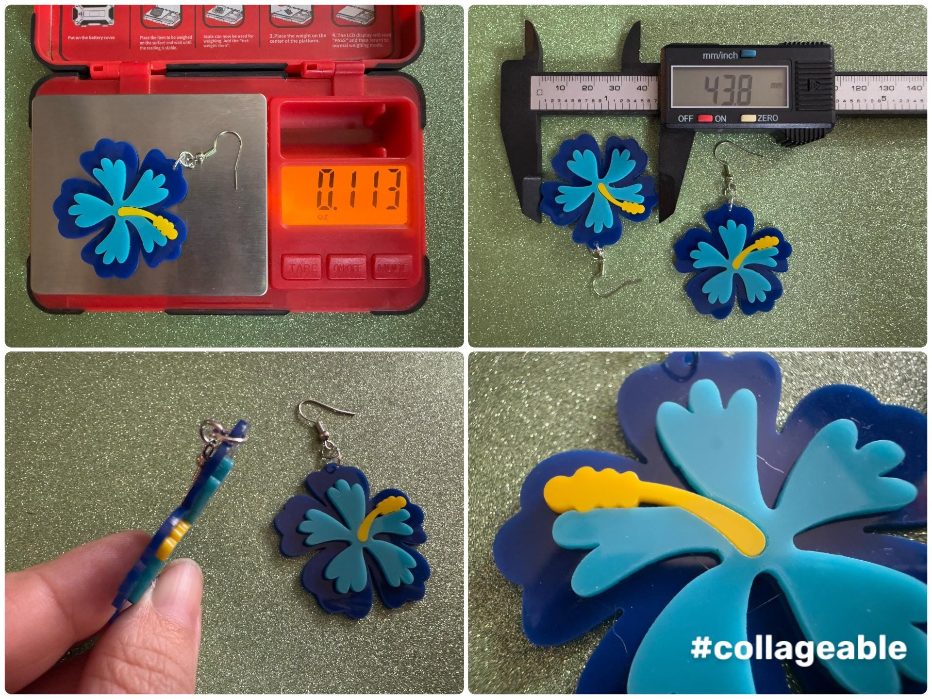 Blue Hibiscus Earrings: Laser Cut Acrylic Flowers, Floral, Flower, Hawaii, Maui Strong, Summer Vibes, Best Gifts for Her/Him/Them