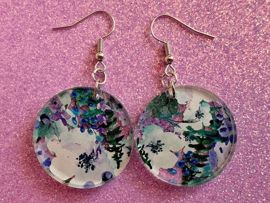 Blue & White Flower Earrings: Laser Cut Acrylic Flowers, Floral, Flowers, Plants, Bouquet, Summer Vibes, Best Gifts for Her/Him/Them