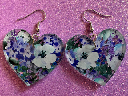 Blue & White Flower Earrings: Laser Cut Acrylic Flowers, Floral, Flowers, Plants, Bouquet, Summer Vibes, Best Gifts for Her/Him/Them