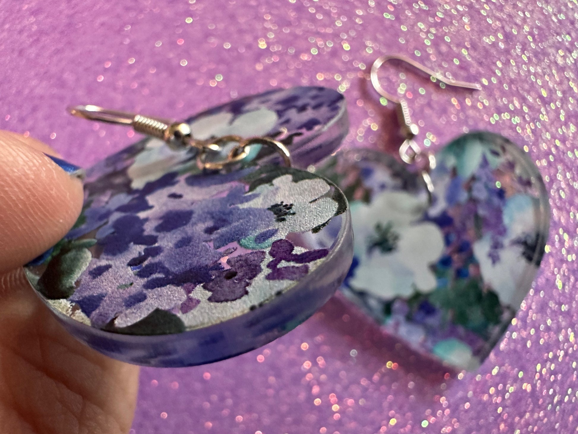 Blue & White Flower Earrings: Laser Cut Acrylic Flowers, Floral, Flowers, Plants, Bouquet, Summer Vibes, Best Gifts for Her/Him/Them
