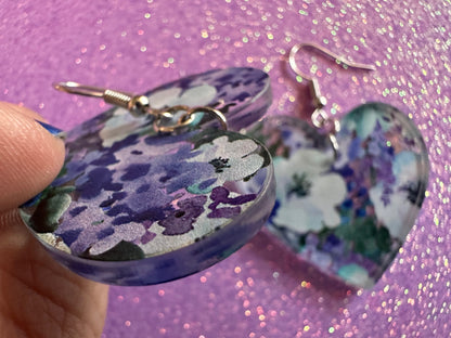 Blue & White Flower Earrings: Laser Cut Acrylic Flowers, Floral, Flowers, Plants, Bouquet, Summer Vibes, Best Gifts for Her/Him/Them