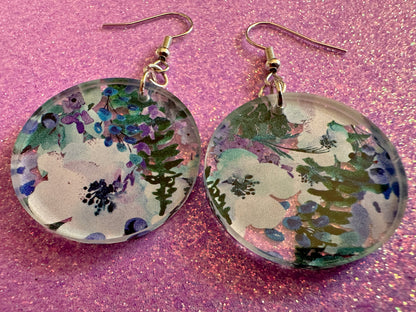 Blue & White Flower Earrings: Laser Cut Acrylic Flowers, Floral, Flowers, Plants, Bouquet, Summer Vibes, Best Gifts for Her/Him/Them