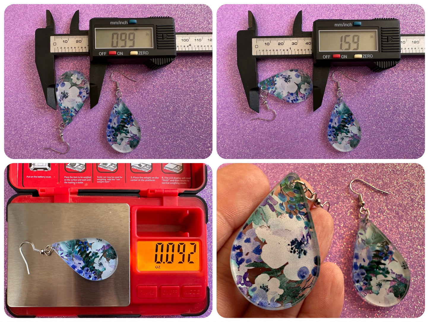 Blue & White Flower Earrings: Laser Cut Acrylic Flowers, Floral, Flowers, Plants, Bouquet, Summer Vibes, Best Gifts for Her/Him/Them