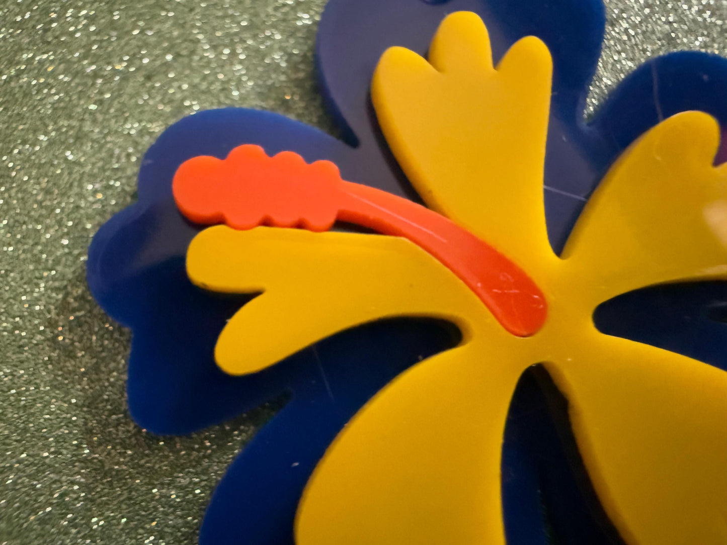 Blue Yellow Hibiscus Earrings: Laser Cut Acrylic Flowers, Floral, Flower, Hawaii, Maui Strong, Summer Vibes, Best Gifts for Her/Him/Them
