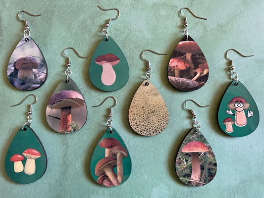Bolete Mushroom Earrings: Mycology, Chanterelle, Morel, Amanita Mushroom Earrings, Mushroom Jewelry, Sublimated, Best Gifts for Her/Him/Them