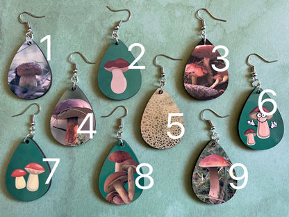Bolete Mushroom Earrings: Mycology, Chanterelle, Morel, Amanita Mushroom Earrings, Mushroom Jewelry, Sublimated, Best Gifts for Her/Him/Them