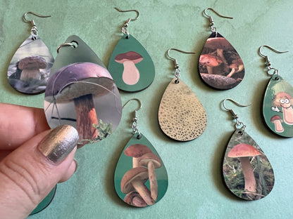 Bolete Mushroom Earrings: Mycology, Chanterelle, Morel, Amanita Mushroom Earrings, Mushroom Jewelry, Sublimated, Best Gifts for Her/Him/Them
