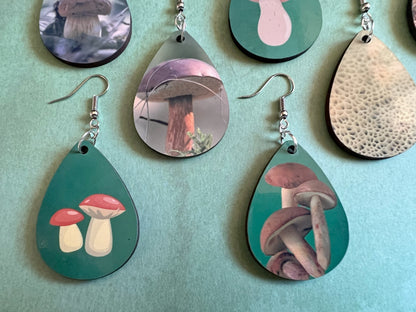Bolete Mushroom Earrings: Mycology, Chanterelle, Morel, Amanita Mushroom Earrings, Mushroom Jewelry, Sublimated, Best Gifts for Her/Him/Them