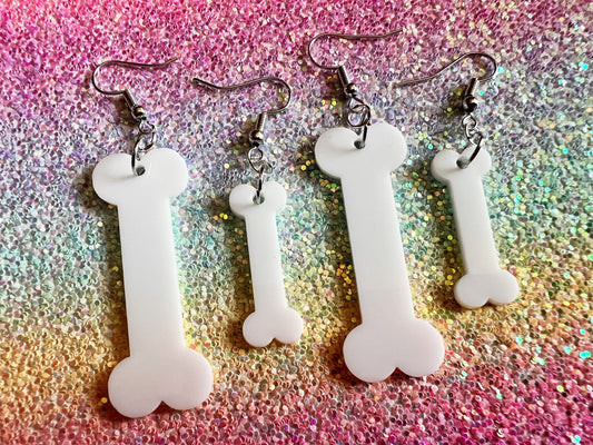 Bone Earrings: Laser Cut Acrylic Bones, Halloween, Cross Bones, Spooky, Best Gifts for Her/Him/Them