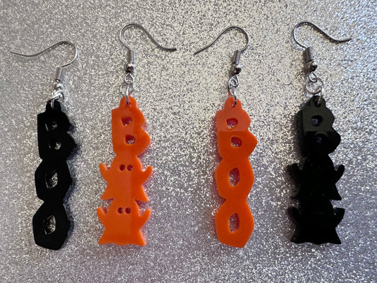 Boo & Boo Ghosts Earrings: Laser Cut Acrylic Halloween Text, Ghosts, Black, Orange, Scary, Spooktastic, Best Gifts for Her/Him/Them