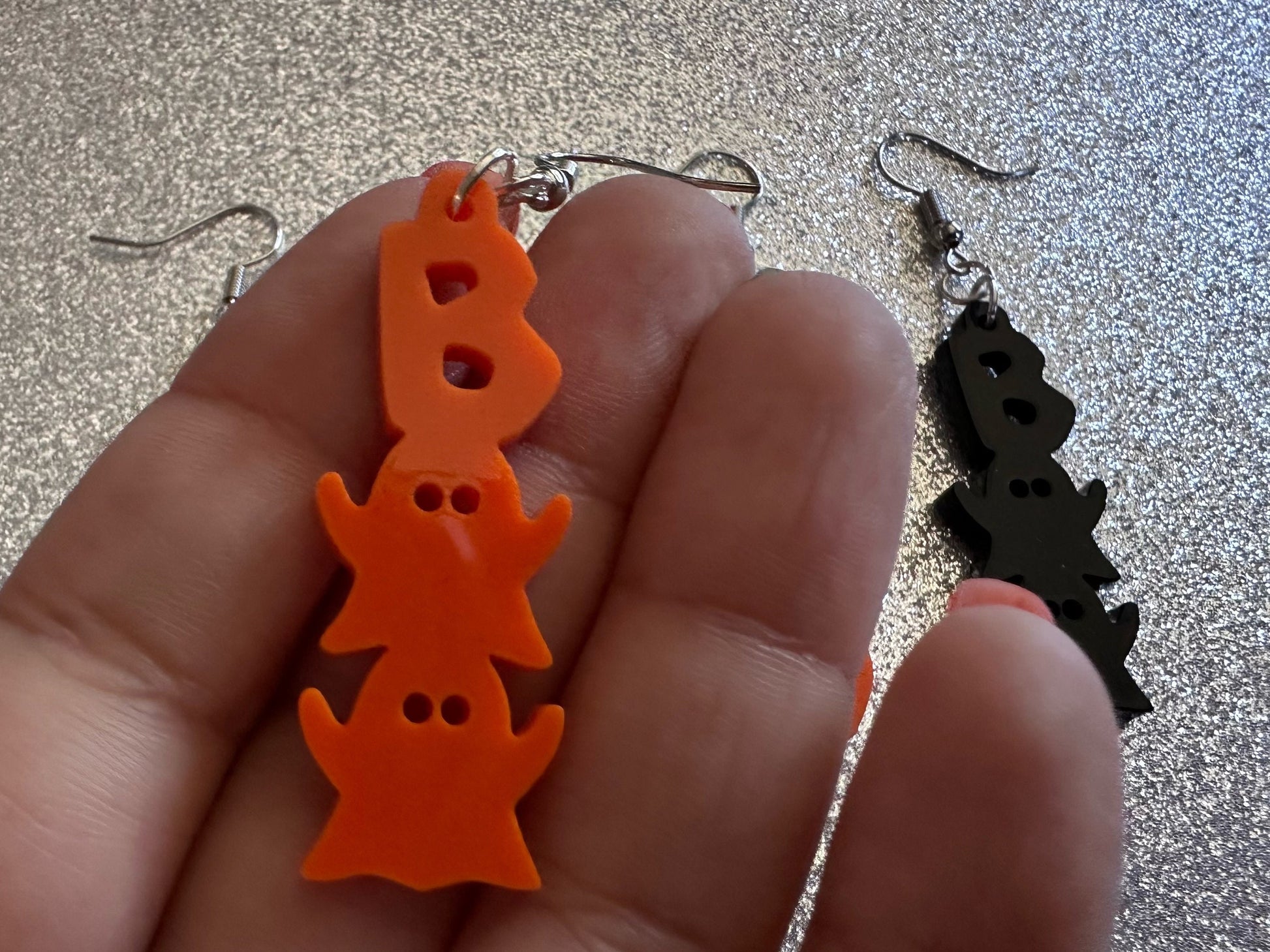 Boo & Boo Ghosts Earrings: Laser Cut Acrylic Halloween Text, Ghosts, Black, Orange, Scary, Spooktastic, Best Gifts for Her/Him/Them