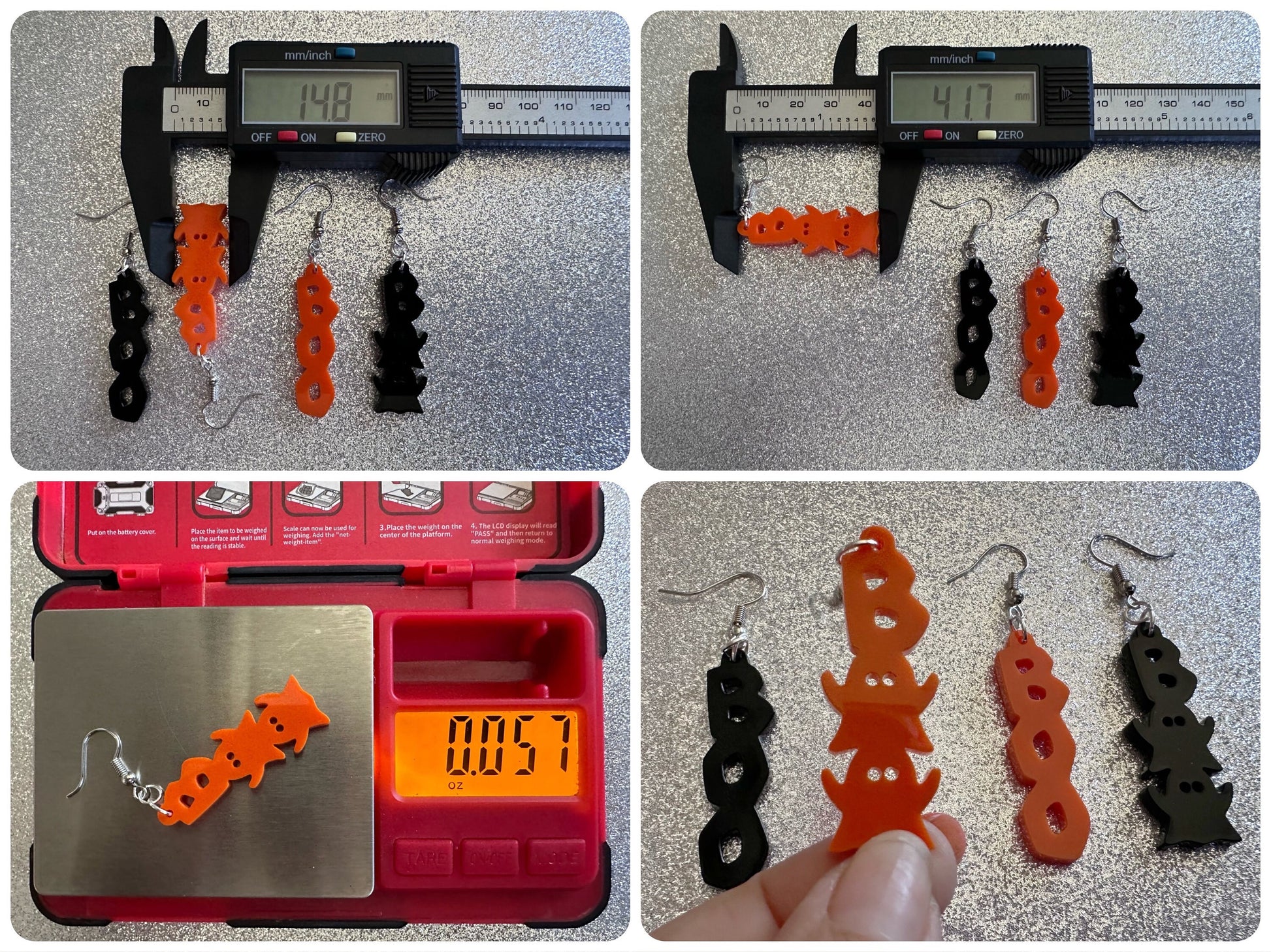 Boo & Boo Ghosts Earrings: Laser Cut Acrylic Halloween Text, Ghosts, Black, Orange, Scary, Spooktastic, Best Gifts for Her/Him/Them