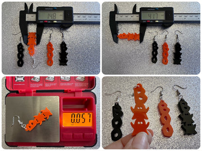 Boo & Boo Ghosts Earrings: Laser Cut Acrylic Halloween Text, Ghosts, Black, Orange, Scary, Spooktastic, Best Gifts for Her/Him/Them