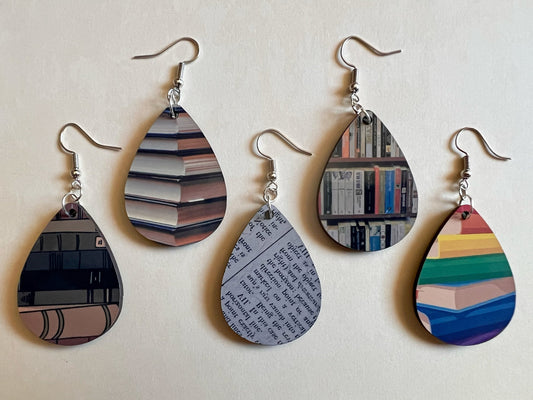 Book Earrings: Reading, Words, Library, Pages, Back to School, Sublimated, Best Gifts for Her/Him/Them