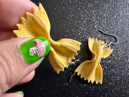 Bow Tie Pasta Earrings: 3D Printed Farfalle Earrings, Italian Food, Novelty Earrings, Butterfly Pasta, Best Gifts for Her/Him/Them