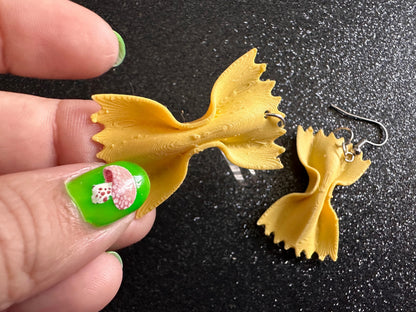 Bow Tie Pasta Earrings: 3D Printed Farfalle Earrings, Italian Food, Novelty Earrings, Butterfly Pasta, Best Gifts for Her/Him/Them