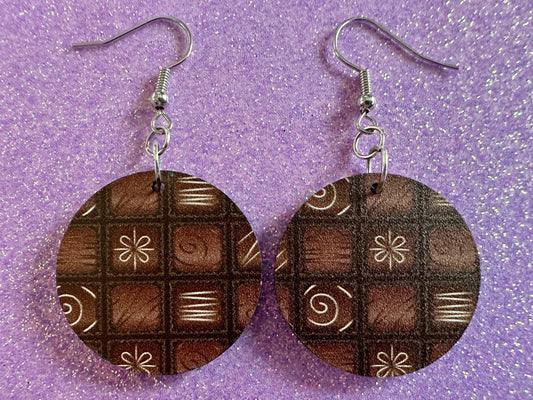 Box of Choclates Earrings: Laser Cut Acrylic Chocolate, Truffles, Gourmet, Candy, Valentine's Day, Dessert, Best Gifts for Her/Him/Them