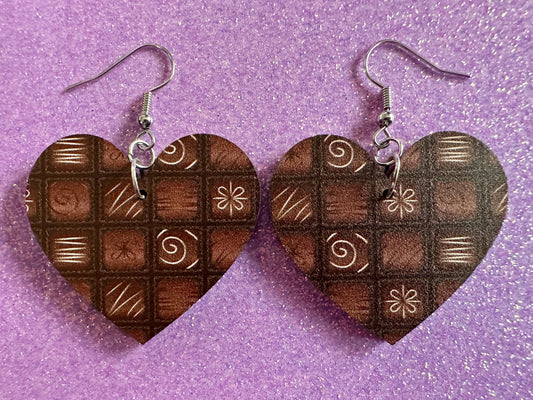 Box of Choclates Earrings: Laser Cut Acrylic Chocolate, Truffles, Gourmet, Candy, Valentine's Day, Dessert, Best Gifts for Her/Him/Them