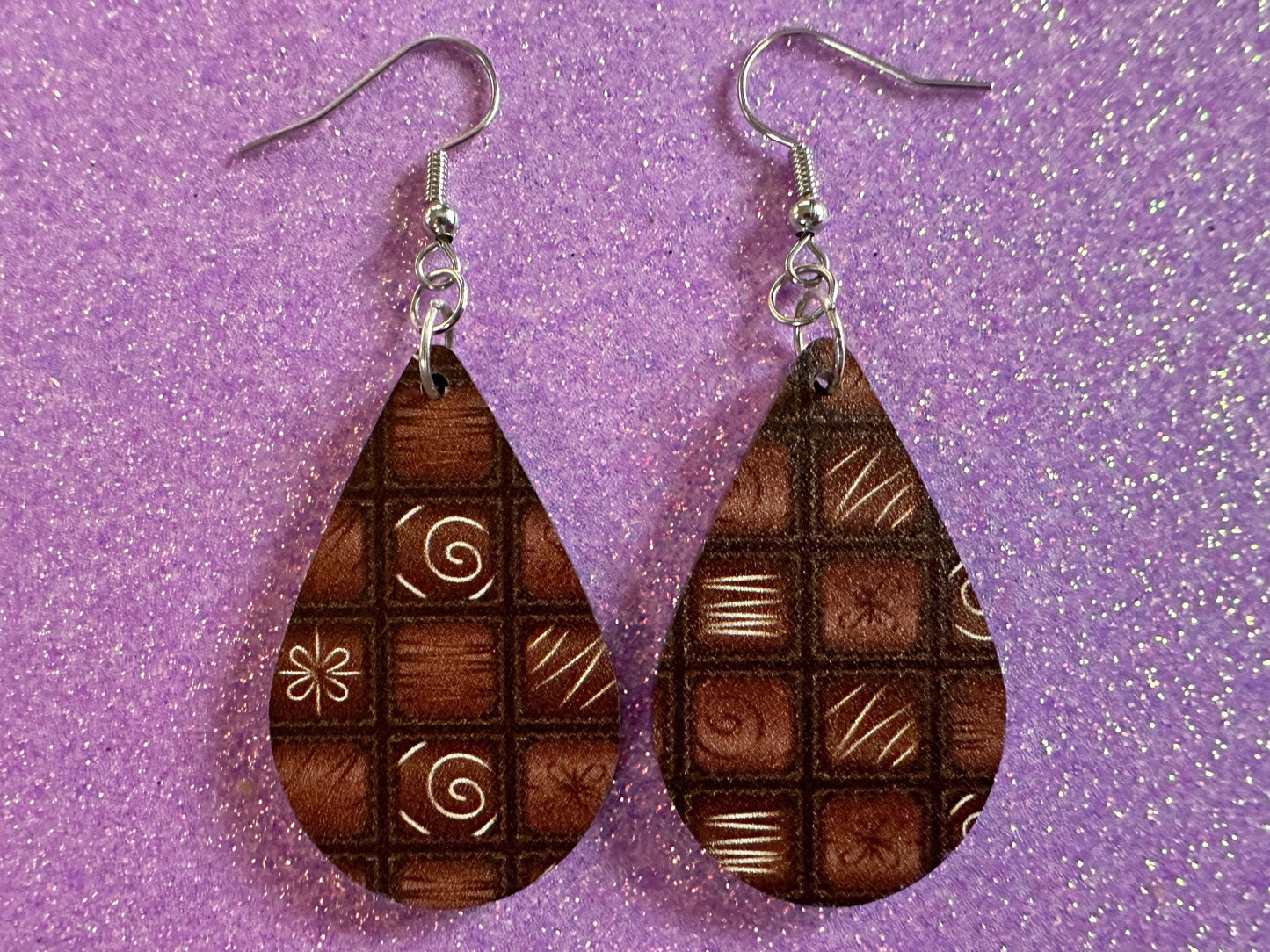 Box of Choclates Earrings: Laser Cut Acrylic Chocolate, Truffles, Gourmet, Candy, Valentine's Day, Dessert, Best Gifts for Her/Him/Them