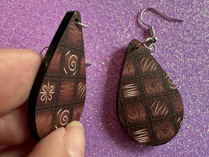Box of Choclates Earrings: Laser Cut Acrylic Chocolate, Truffles, Gourmet, Candy, Valentine's Day, Dessert, Best Gifts for Her/Him/Them