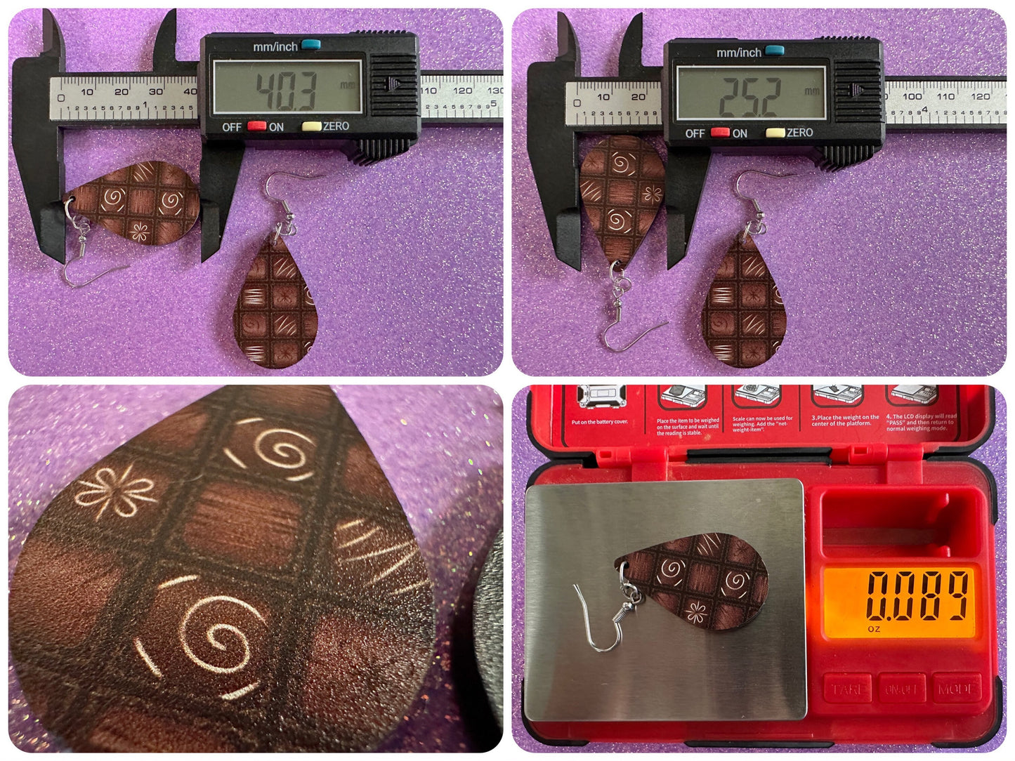 Box of Choclates Earrings: Laser Cut Acrylic Chocolate, Truffles, Gourmet, Candy, Valentine's Day, Dessert, Best Gifts for Her/Him/Them