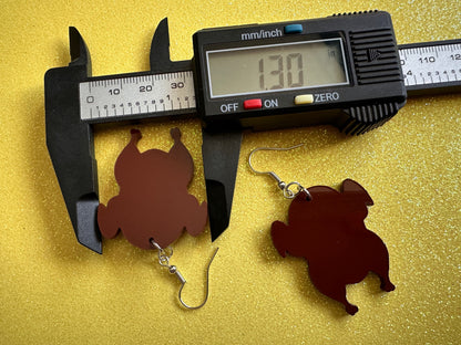 Broiled Turkey Earrings: Thanksgiving, Holiday, Laser Cut Acrylic Turkeys, Cooked, Prepared, Deep Fried Chicken, Best Gifts for Her/Him/Them