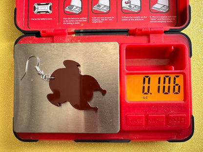 Broiled Turkey Earrings: Thanksgiving, Holiday, Laser Cut Acrylic Turkeys, Cooked, Prepared, Deep Fried Chicken, Best Gifts for Her/Him/Them