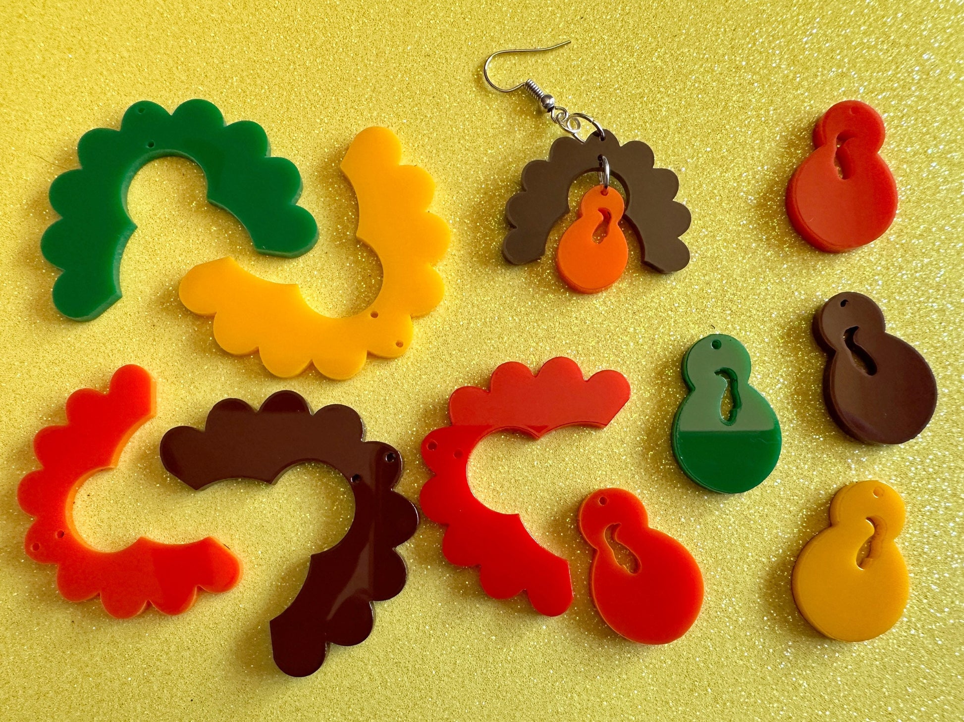 Build a Turkey Earrings: Custom Laser Cut Acrylic Turkeys, Thanksgiving, Holiday, Give Thanks, Family, Friendsgiving, Gifts for Her/Him/Them