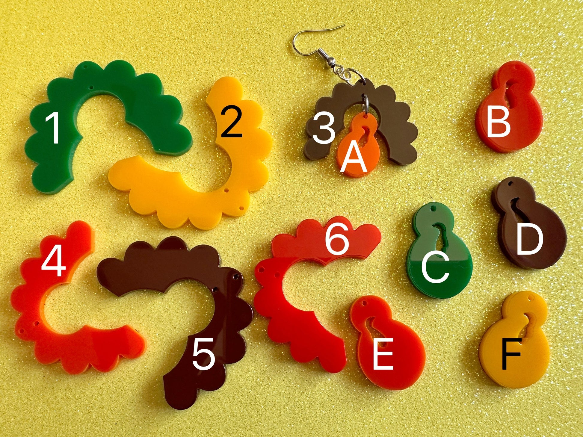 Build a Turkey Earrings: Custom Laser Cut Acrylic Turkeys, Thanksgiving, Holiday, Give Thanks, Family, Friendsgiving, Gifts for Her/Him/Them