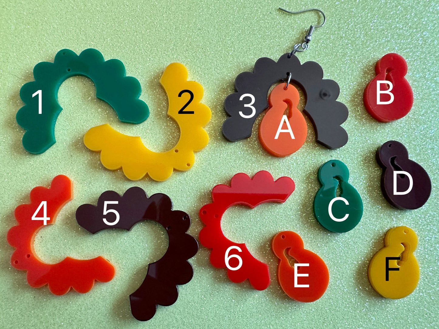 Build a Turkey Earrings: Custom Laser Cut Acrylic Turkeys, Thanksgiving, Holiday, Give Thanks, Family, Friendsgiving, Gifts for Her/Him/Them
