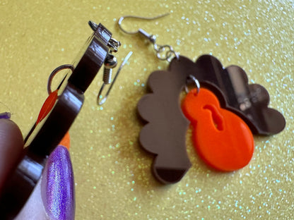 Build a Turkey Earrings: Custom Laser Cut Acrylic Turkeys, Thanksgiving, Holiday, Give Thanks, Family, Friendsgiving, Gifts for Her/Him/Them