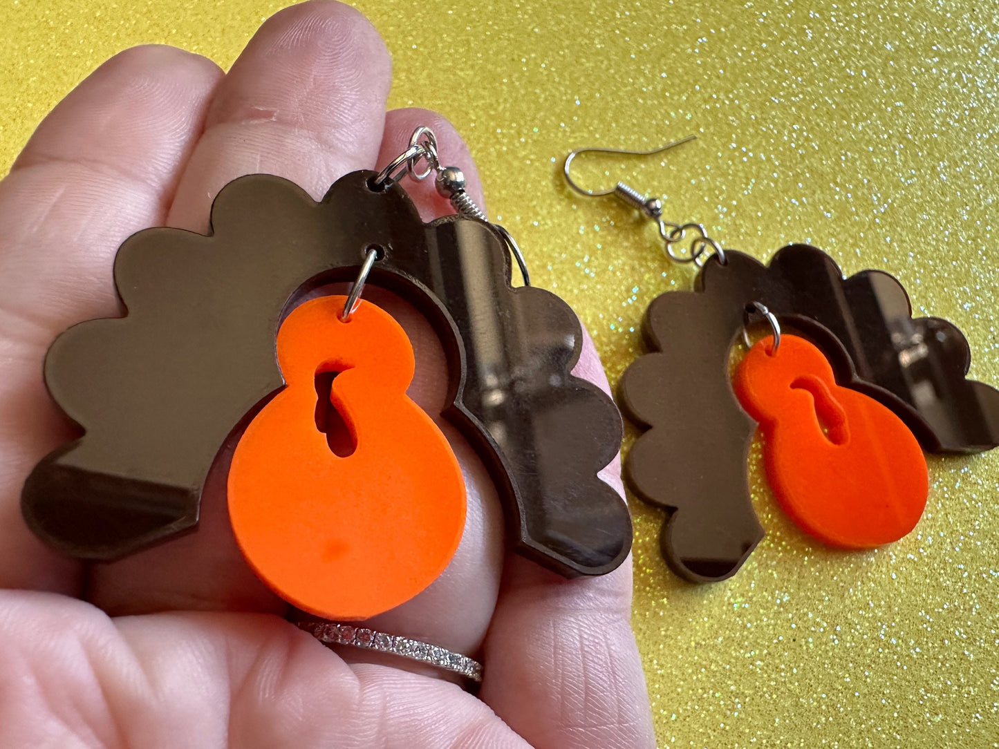 Build a Turkey Earrings: Custom Laser Cut Acrylic Turkeys, Thanksgiving, Holiday, Give Thanks, Family, Friendsgiving, Gifts for Her/Him/Them