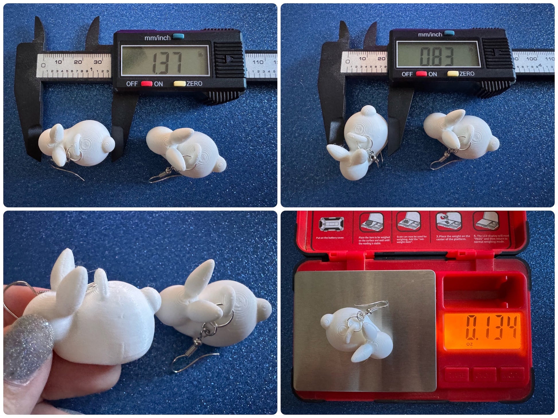 Bunny Earrings: 3D Printed Rabbit Earrings, Rodent, Cute Bunnies, Rabbits, Easter, Animals, Pets, Bun, Zoo, Best Gifts for Her/Him/Them