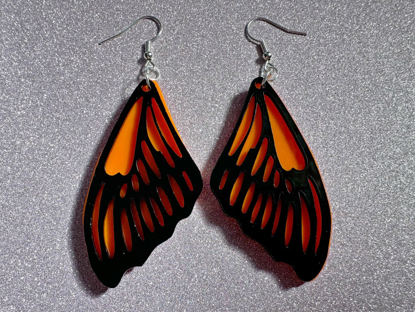 Butterfly Wing Earrings: Laser Cut Acrylic Butterflies, Summer, Monarch, Insects, Bugs, Orange Wings, Best Gifts for Her/Him/Them