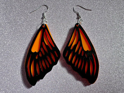 Butterfly Wing Earrings: Laser Cut Acrylic Butterflies, Summer, Monarch, Insects, Bugs, Orange Wings, Best Gifts for Her/Him/Them
