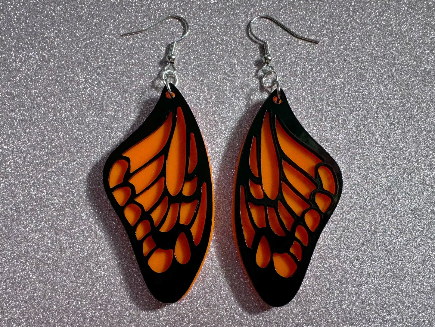 Butterfly Wing Earrings: Laser Cut Acrylic Butterflies, Summer, Monarch, Insects, Bugs, Orange Wings, Best Gifts for Her/Him/Them