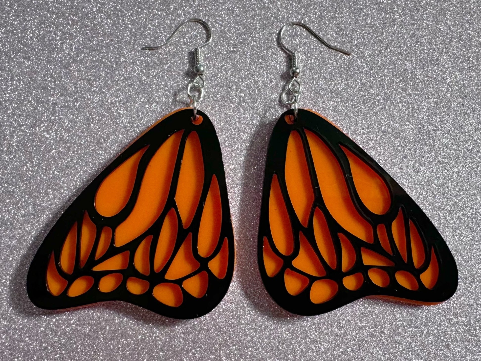Butterfly Wing Earrings: Laser Cut Acrylic Butterflies, Summer, Monarch, Insects, Bugs, Orange Wings, Best Gifts for Her/Him/Them