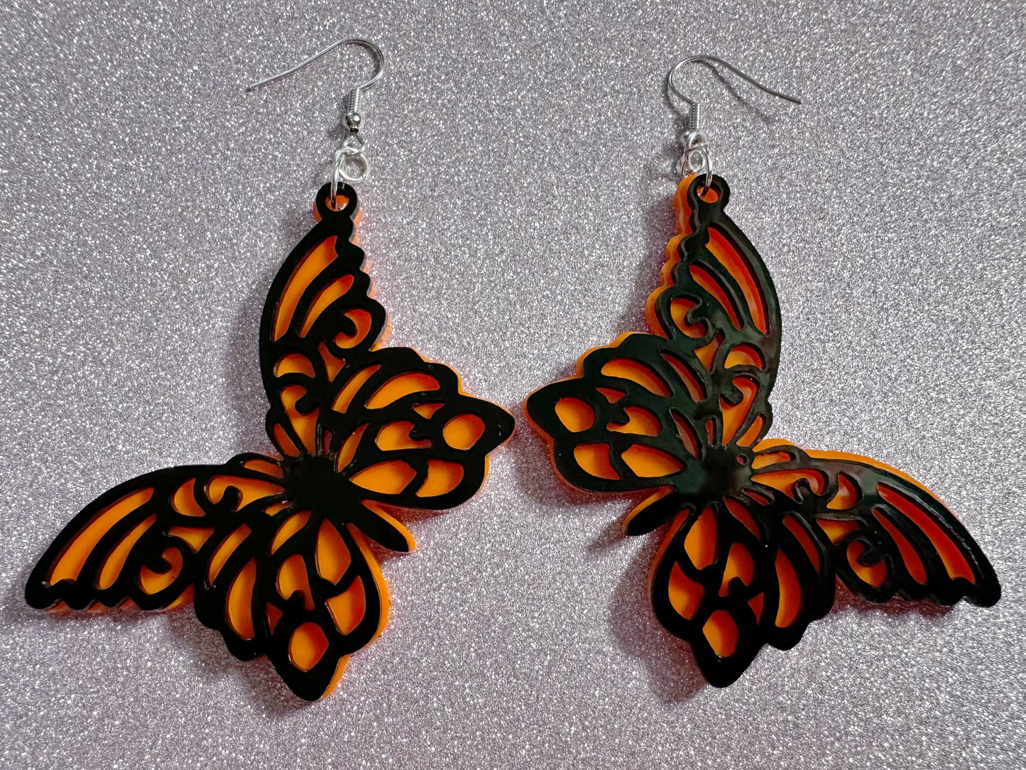Butterfly Wing Earrings: Laser Cut Acrylic Butterflies, Summer, Monarch, Insects, Bugs, Orange Wings, Best Gifts for Her/Him/Them