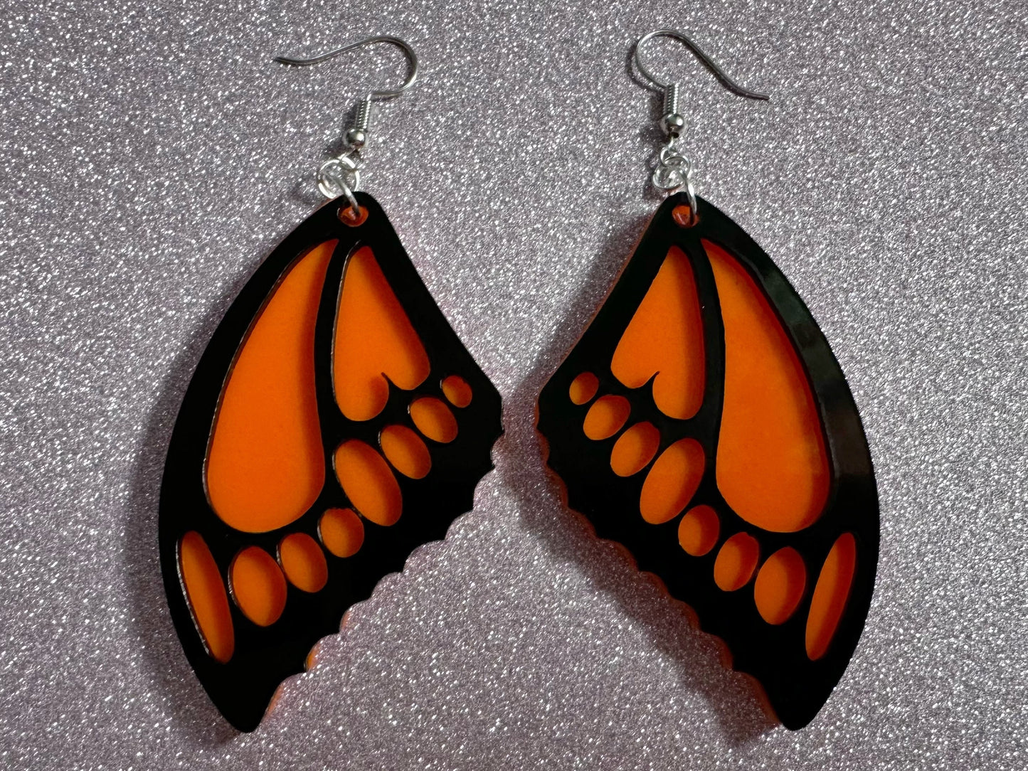 Butterfly Wing Earrings: Laser Cut Acrylic Butterflies, Summer, Monarch, Insects, Bugs, Orange Wings, Best Gifts for Her/Him/Them