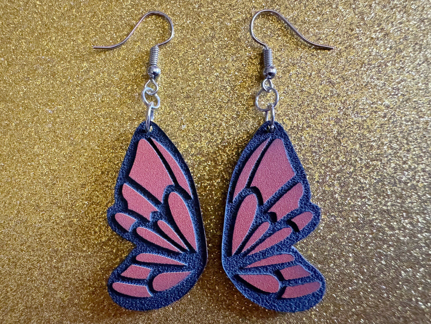 Butterfly Wing Earrings: Laser Cut Acrylic Butterflies, Summer, Monarch, Insects, Bugs, Orange Wings, Best Gifts for Her/Him/Them
